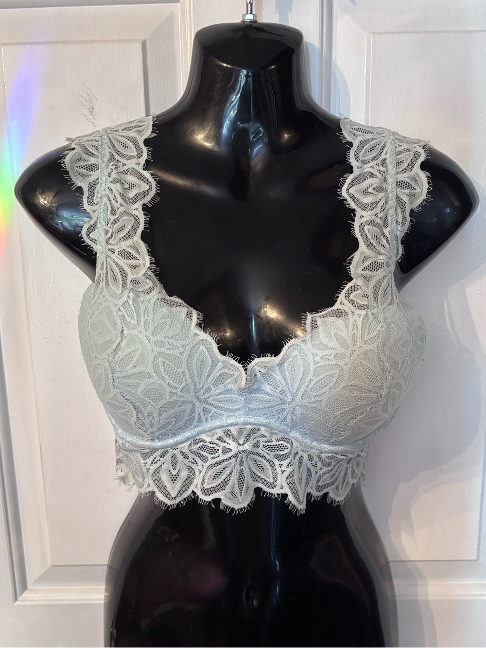 PINK Victoria's Secret Light Blue Floral Lace Bralette